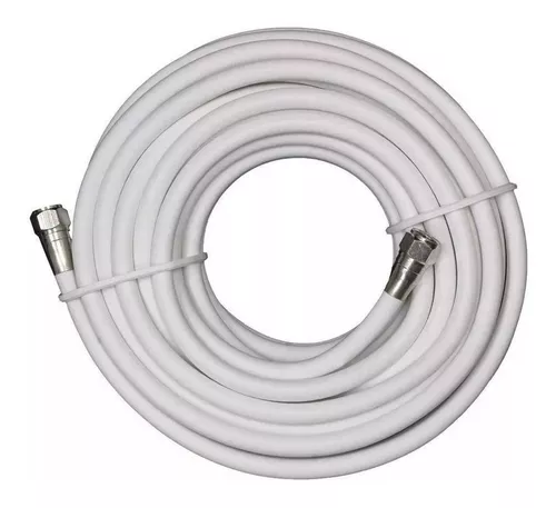 Cable coaxial rg6 blanco de 15mts armado con conectres rg6.